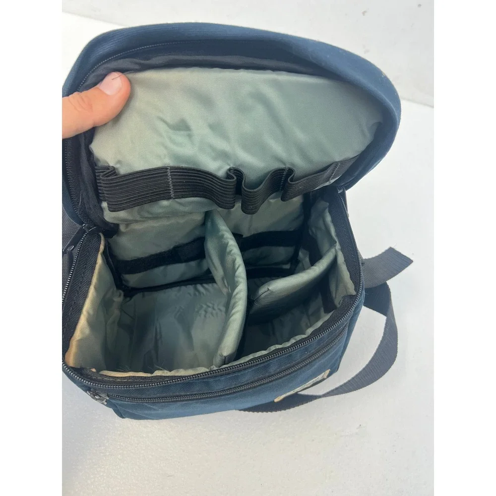 LL Bean Vintage Camera Bag Navy Blue Padded Canvas Shoulder Strap Freeport Maine